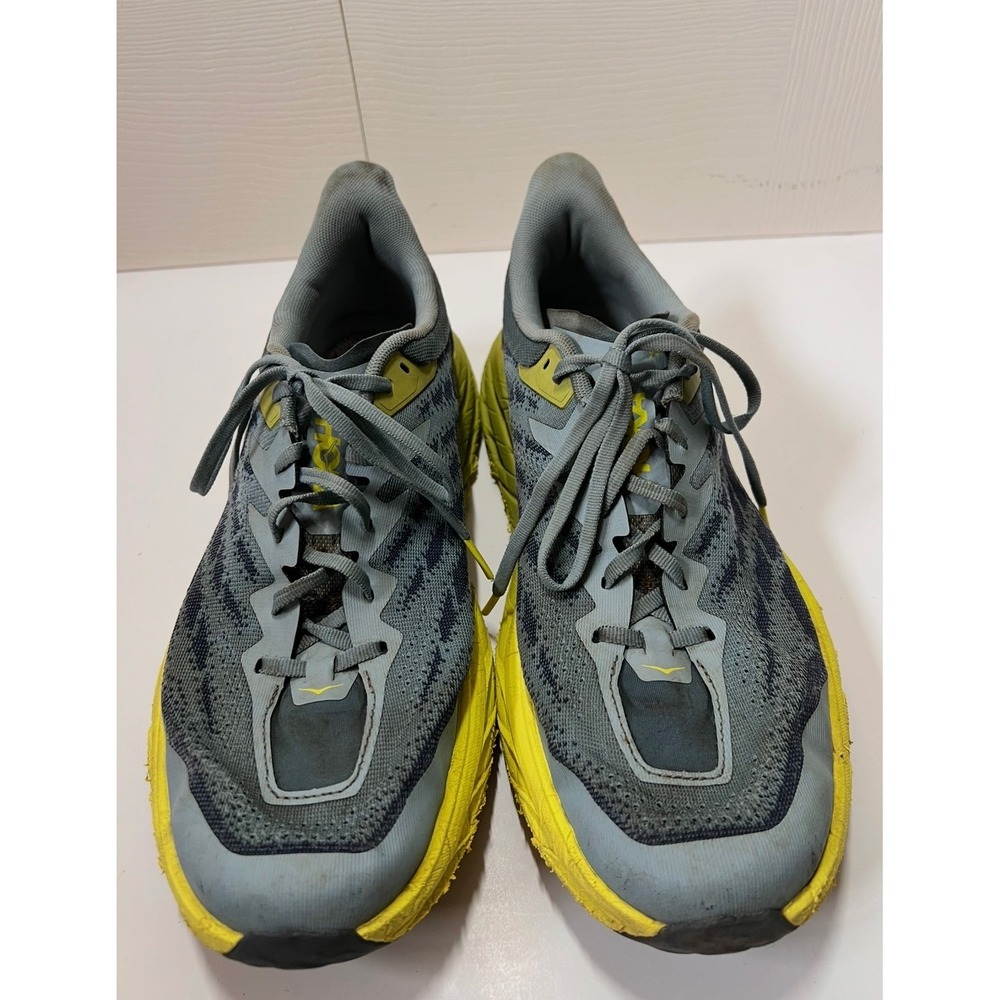 HOKA Speedgoat 5 Men's 12.5D Blue Yellow Trail Running Shoes Vibram No Insoles - Picture 2 of 6